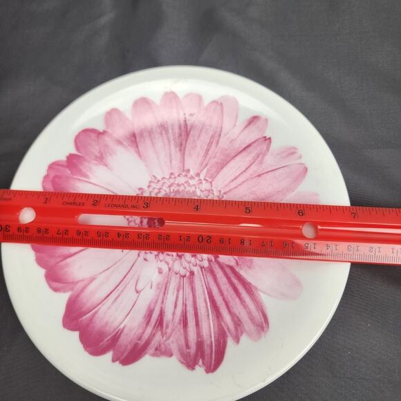 Vintage Hand Painted Pink Gerber Daisy Floral Dessert Plate 7" Round - Picture 4 of 4